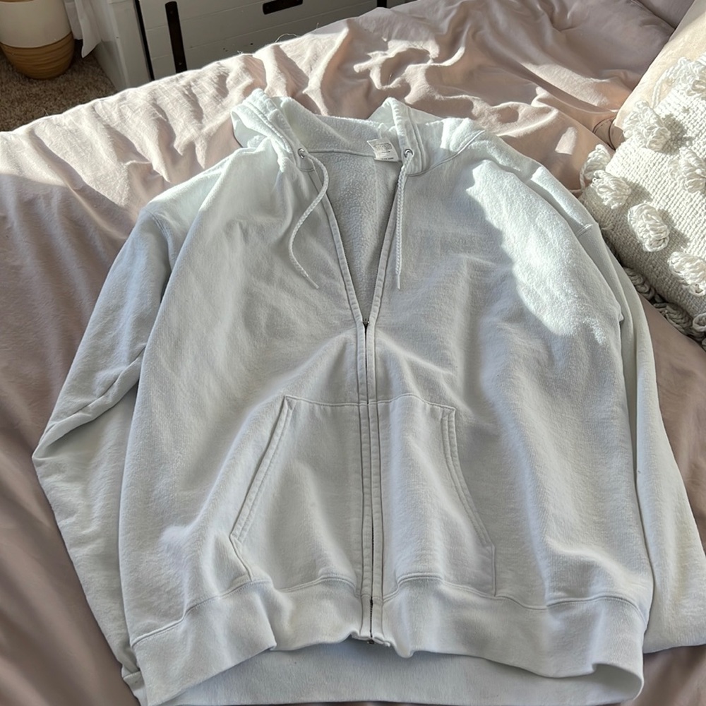 hanes white zip up